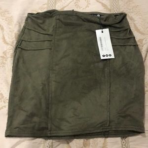 NWT olive green faux suede skirt